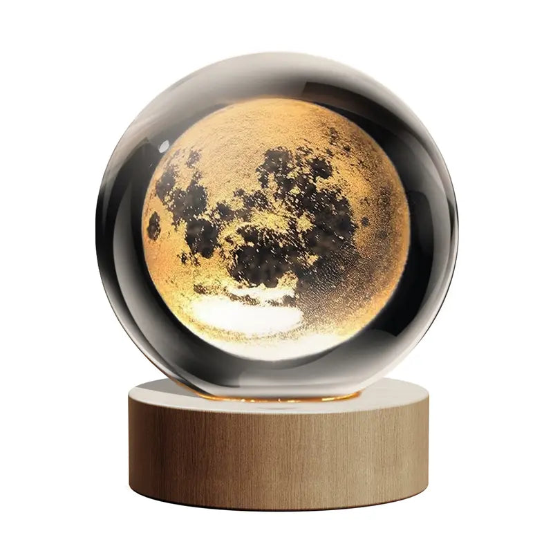 Glass Globe Space Theme Desklamp Nebulae Moon Saturn Deer Nightlight Bday Gift, Astrophile Astrology Room Decoration