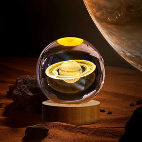 Glass Globe Space Theme Desklamp Nebulae Moon Saturn Deer Nightlight Bday Gift, Astrophile Astrology Room Decoration