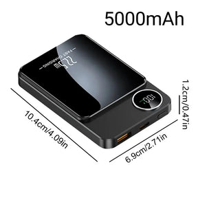 Portable Wireless Power Bank for Music Festival, 22.5W Magnetic Fast Charging Mobile Charger, Digital Display 5000Mah Power Bank, Phone Accessories