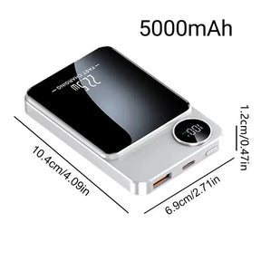 Portable Wireless Power Bank for Music Festival, 22.5W Magnetic Fast Charging Mobile Charger, Digital Display 5000Mah Power Bank, Phone Accessories